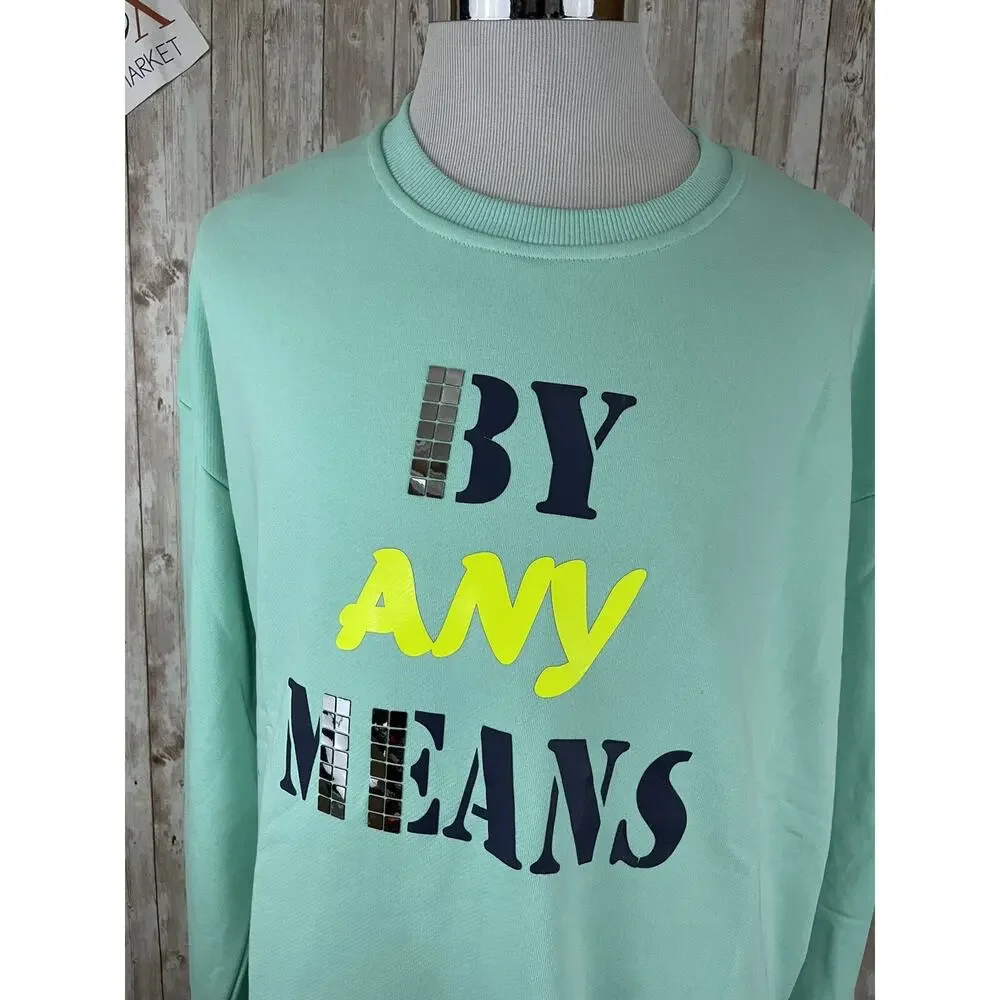 John Dean Shirt Mens 2XL Sweater Beaded By Any Means Pullover Green N155